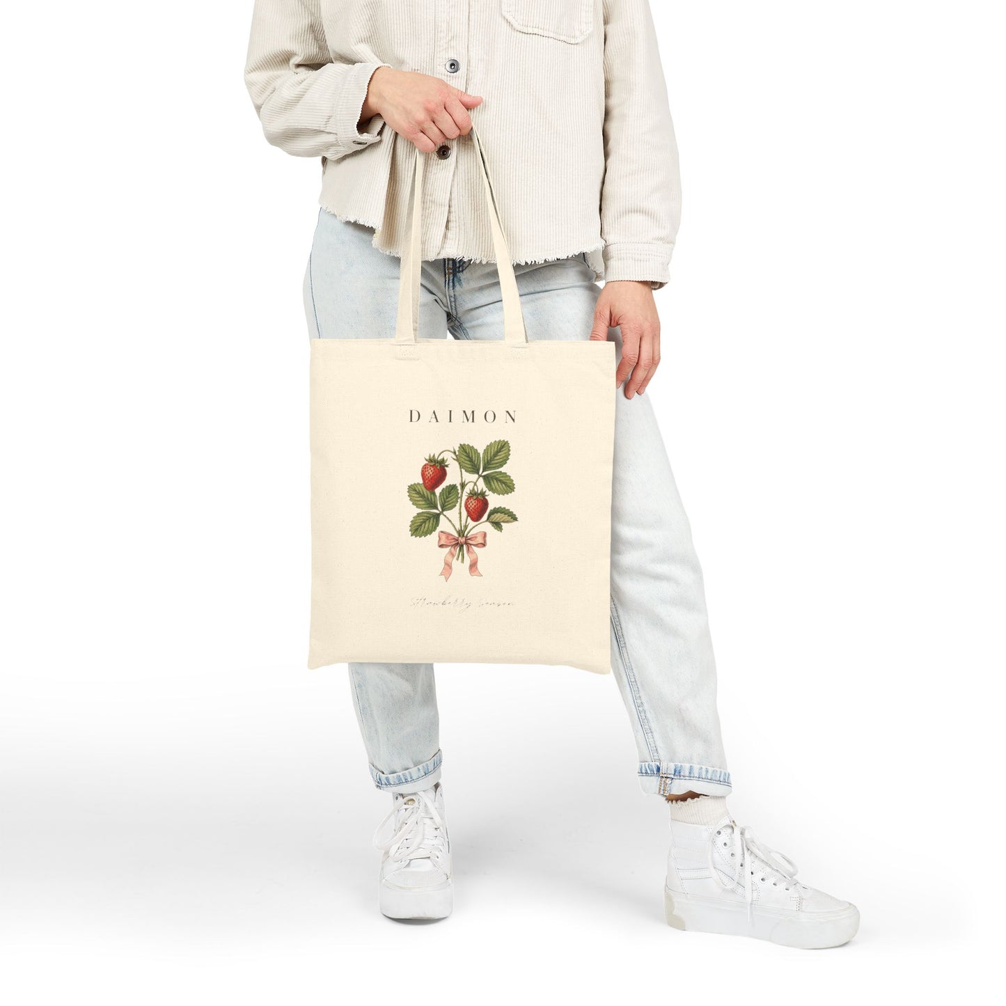 Strawberry Blossom Canvas Tote Bag