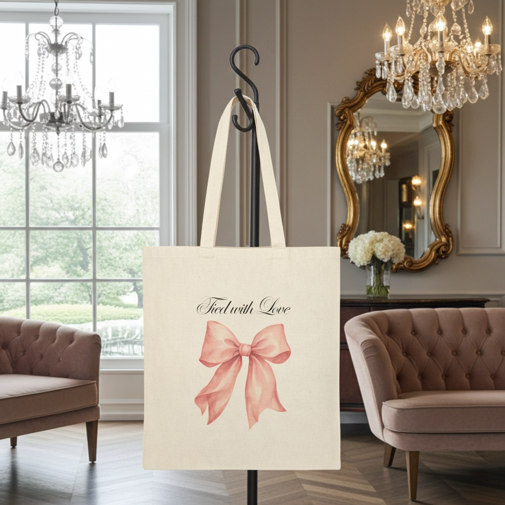 Cotton Bow Canvas Aesthetic Tote Bag